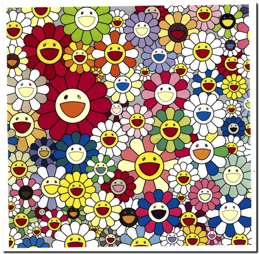 Takashi Murakami QUALITY CANVAS PRINT Japanese Pop Art Poster Flowers LARGE eBay